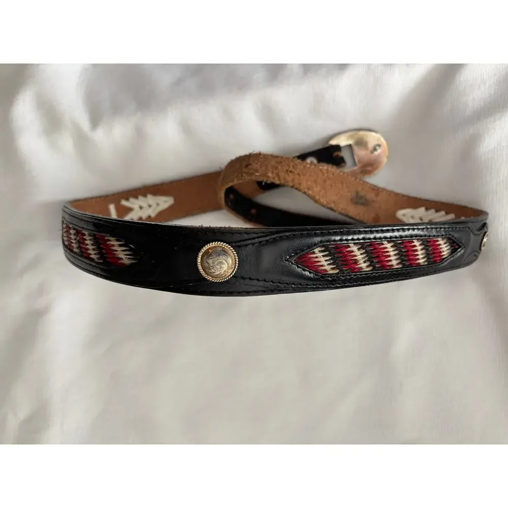 Vintage Justin Top Grain Cowhide Leather Belt Braided Horse Hair Size 34